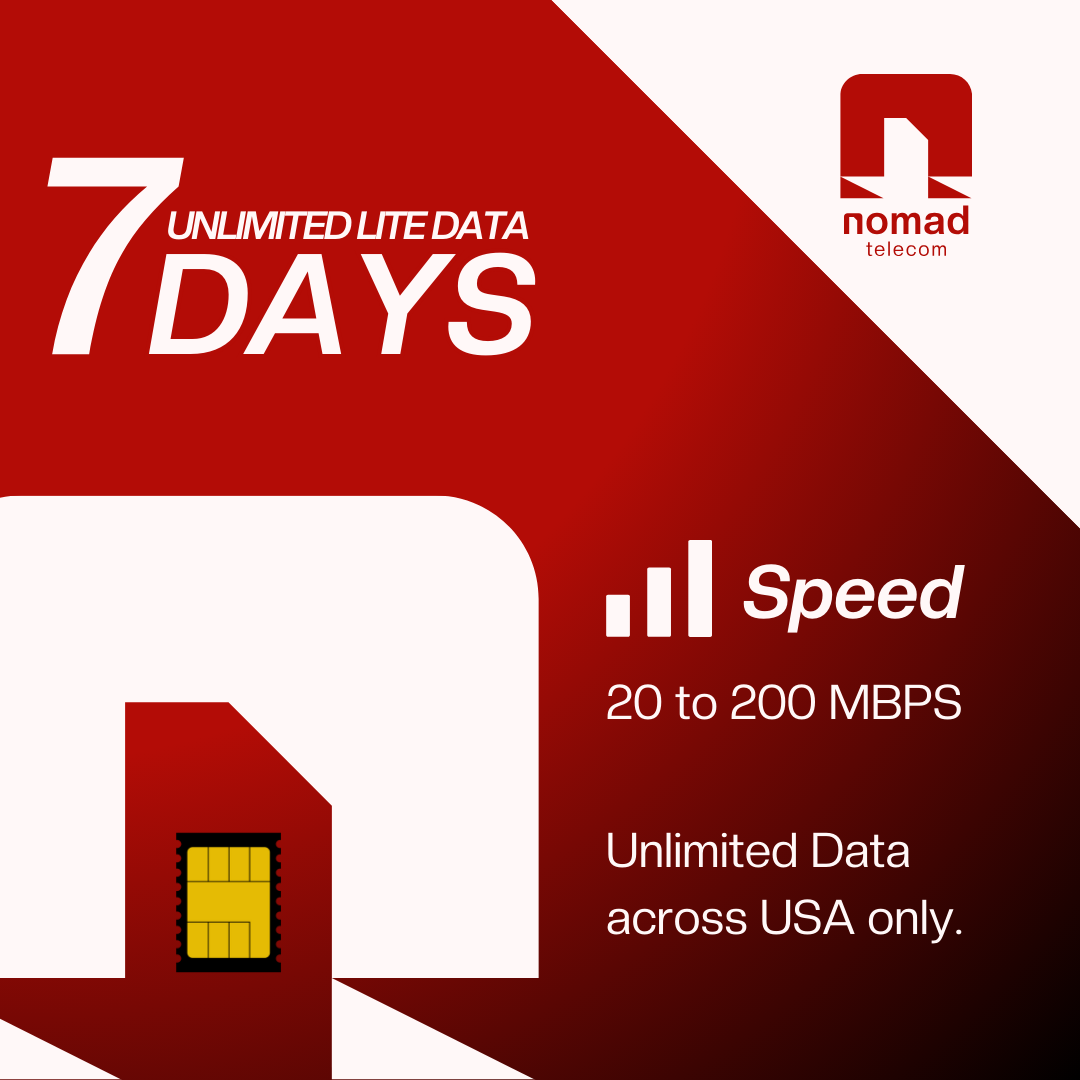 Nomad Unlimited Lite: 7 Days Unlimited Data e-SIM (USA Coverage)