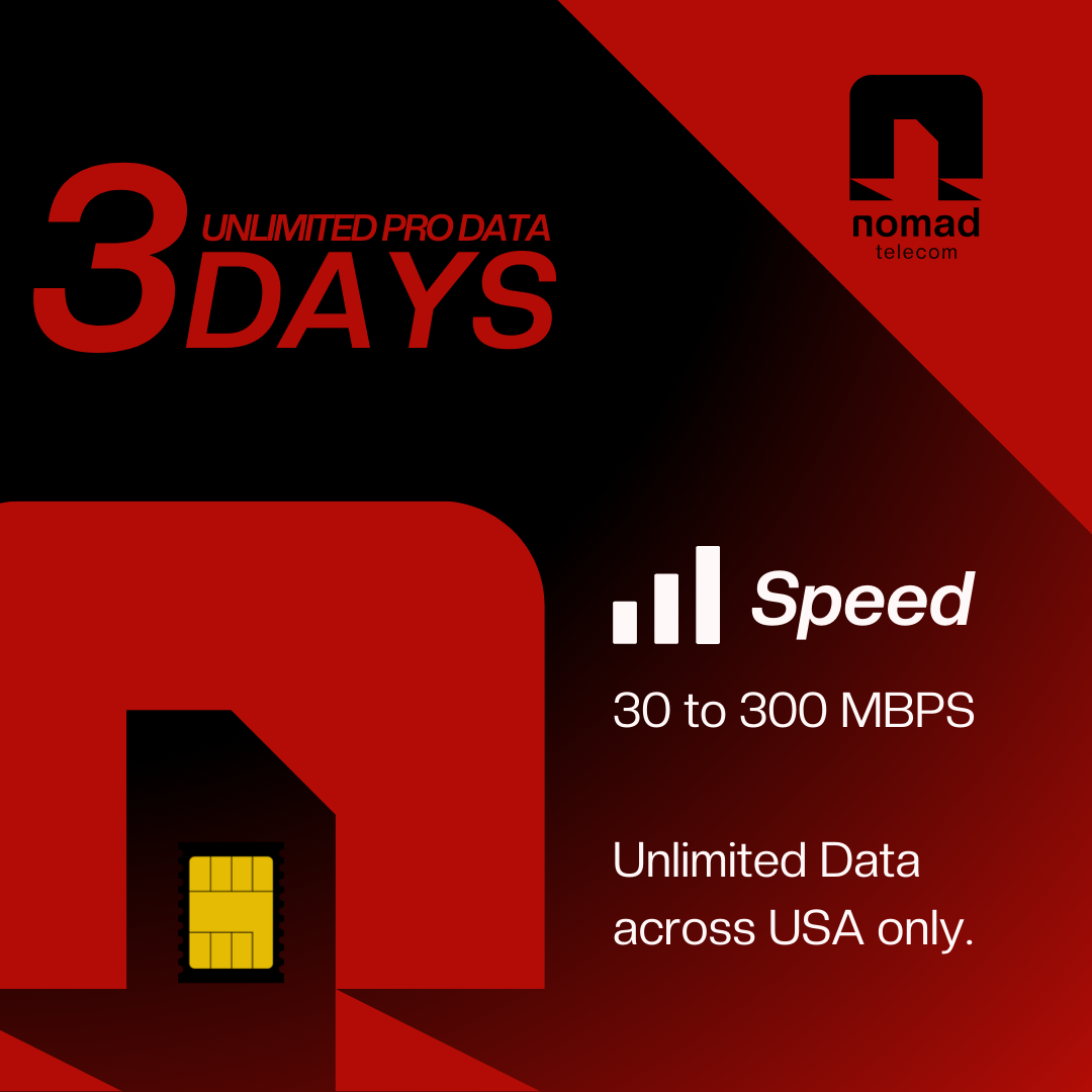 Nomad Unlimited Pro: 3 Days Unlimited Data e-SIM (USA Coverage)